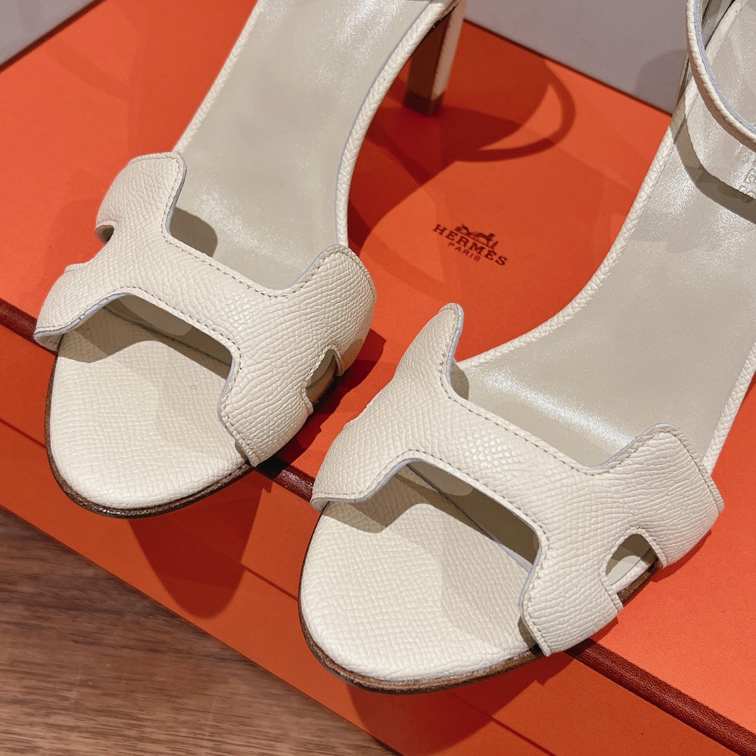 PREMIERE 105 SANDAL IN WHITE CREAM GRAINED CALFSKIN - 35