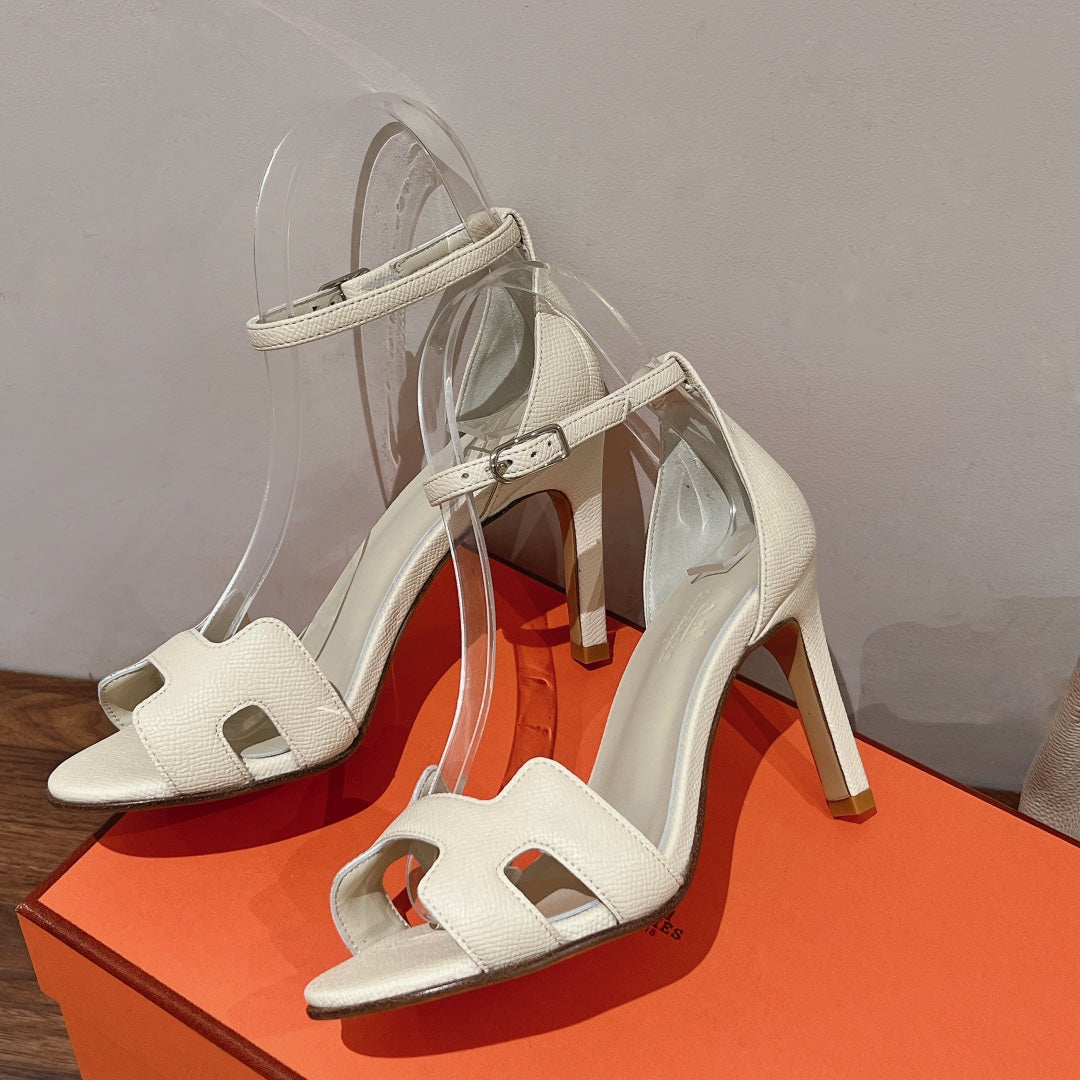 PREMIERE 105 SANDAL IN WHITE CREAM GRAINED CALFSKIN - 35