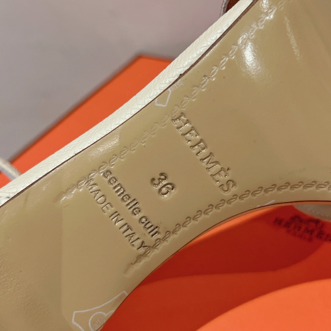 PREMIERE 105 SANDAL IN WHITE CREAM GRAINED CALFSKIN - 35
