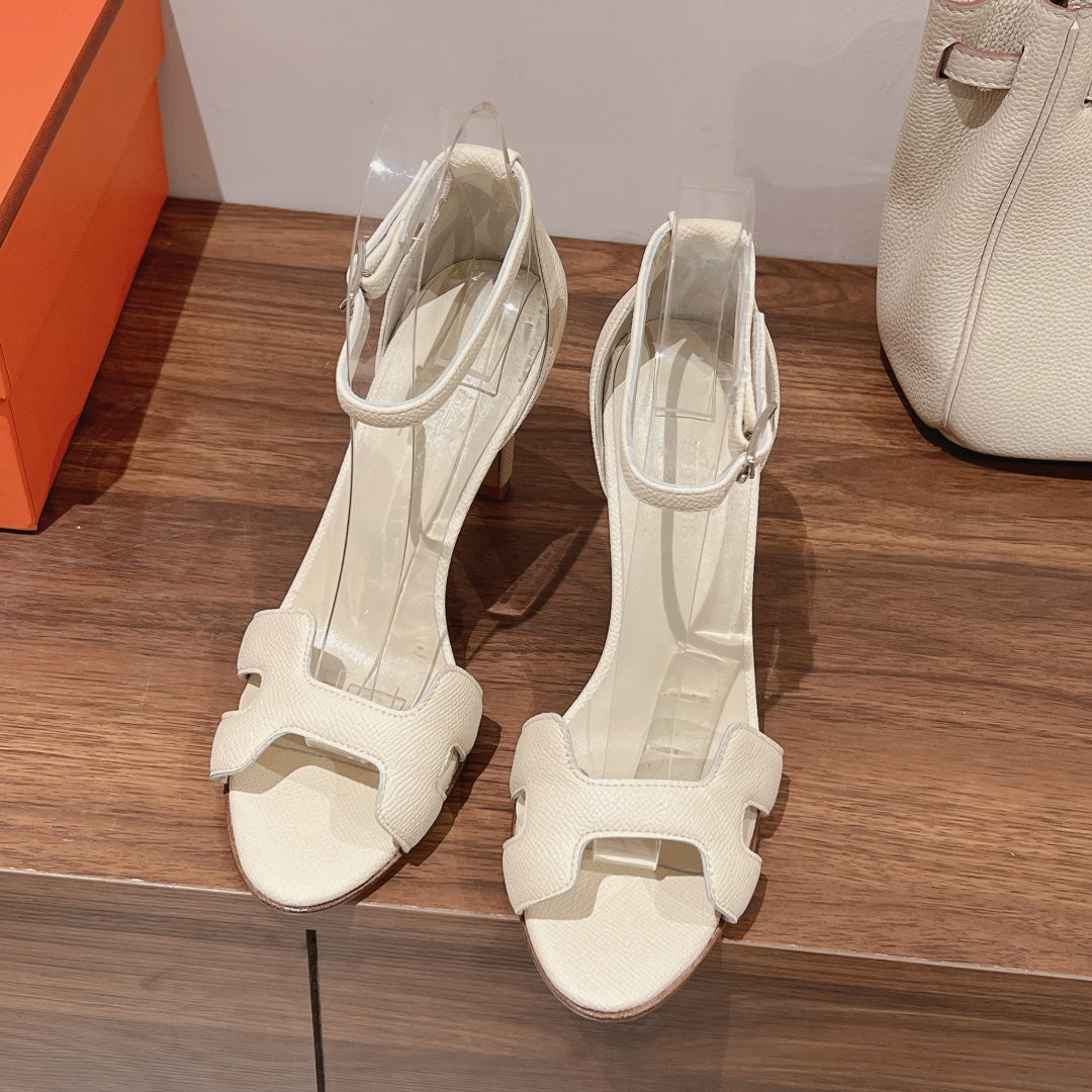 PREMIERE 105 SANDAL IN WHITE CREAM GRAINED CALFSKIN - 35