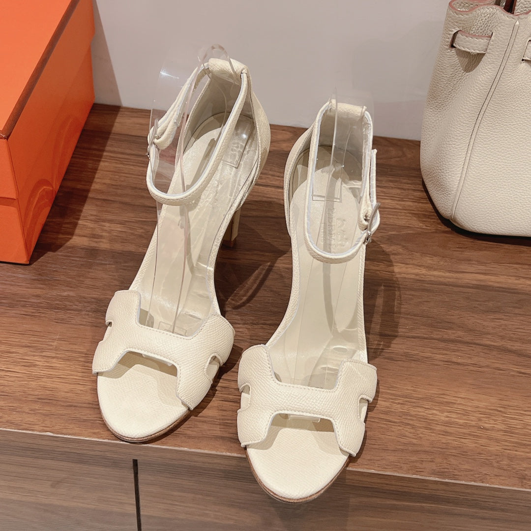PREMIERE 115 SANDAL IN WHITE CREAM GRAINED CALFSKIN - 35