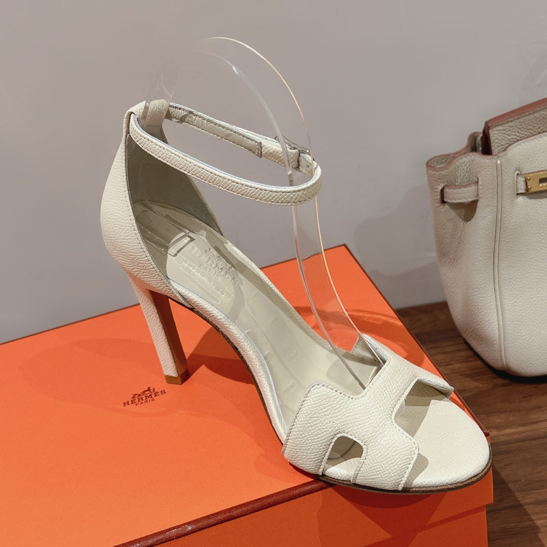 PREMIERE 115 SANDAL IN WHITE CREAM GRAINED CALFSKIN - 35