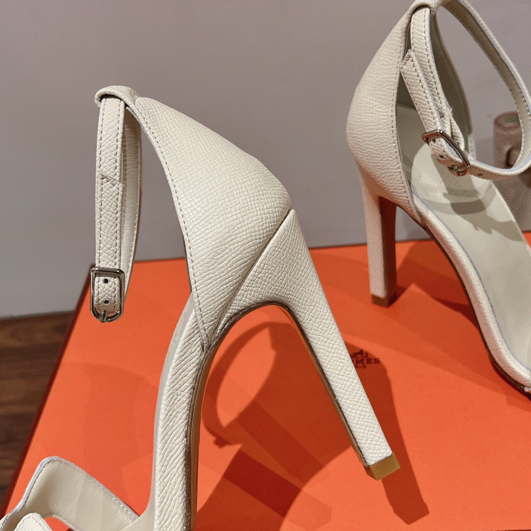 PREMIERE 115 SANDAL IN WHITE CREAM GRAINED CALFSKIN - 35