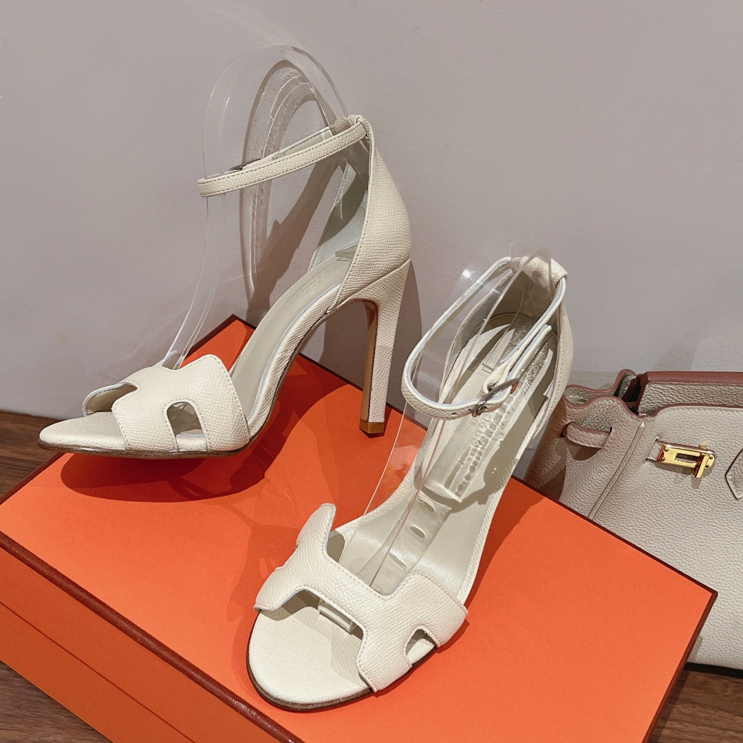 PREMIERE 115 SANDAL IN WHITE CREAM GRAINED CALFSKIN - 35
