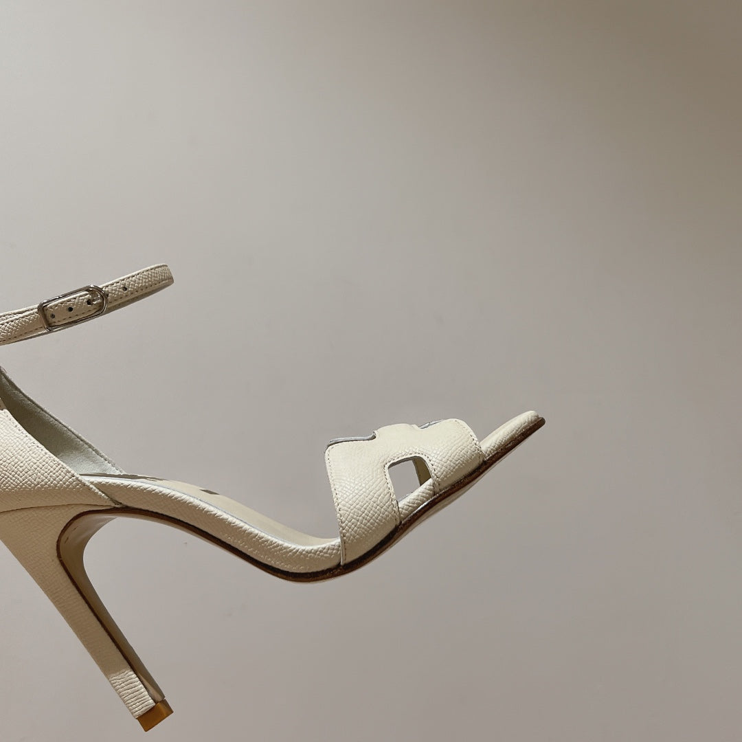PREMIERE 115 SANDAL IN WHITE CREAM GRAINED CALFSKIN - 35