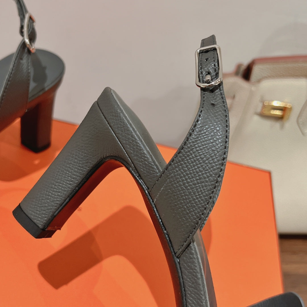 HOLY 75 SANDAL IN DARK GRAY GRAINED CALFSKIN - 35