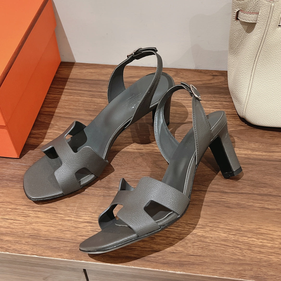 HOLY 75 SANDAL IN DARK GRAY GRAINED CALFSKIN - 35