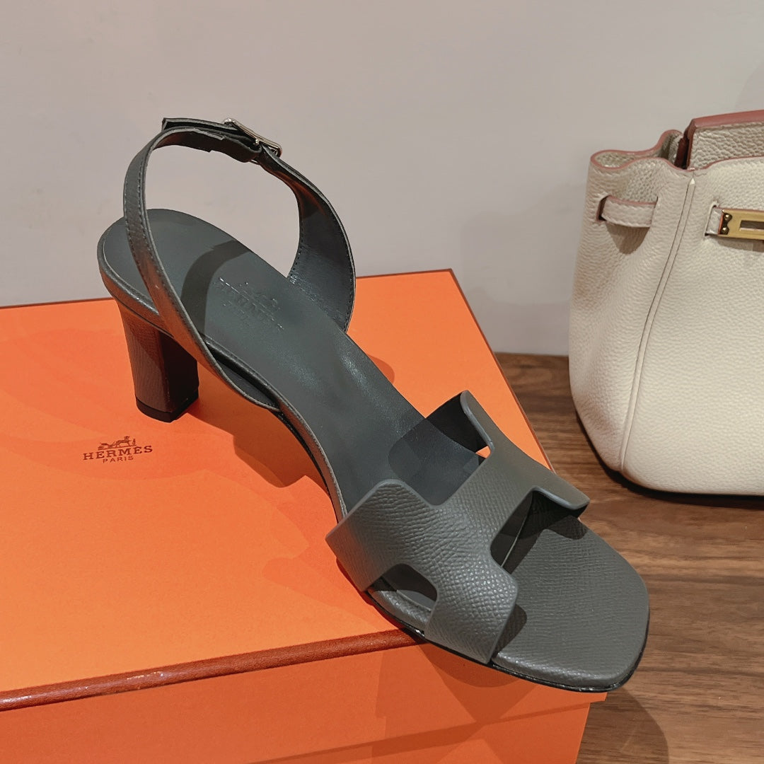 HOLY 75 SANDAL IN DARK GRAY GRAINED CALFSKIN - 35
