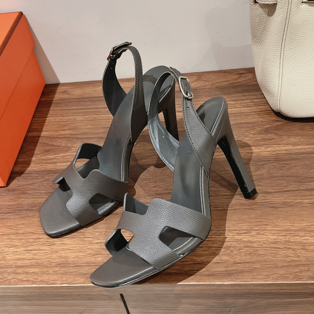 HOLY 105 SANDAL IN DARK GRAY GRAINED CALFSKIN - 35