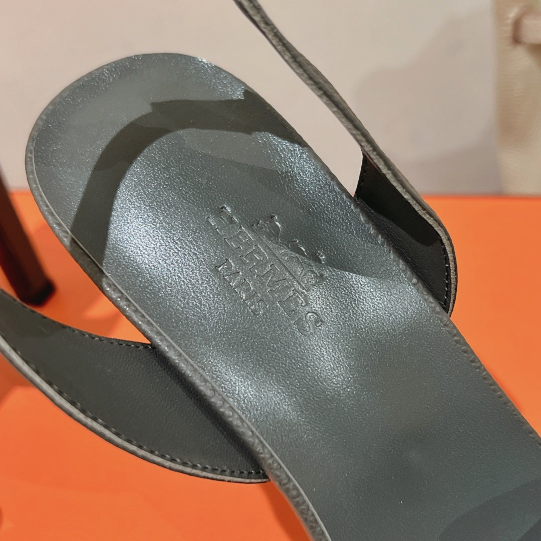 HOLY 105 SANDAL IN DARK GRAY GRAINED CALFSKIN - 35