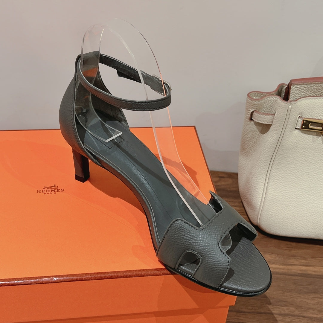 PREMIERE 70 SANDAL IN DARK GRAY CALFSKIN - 35