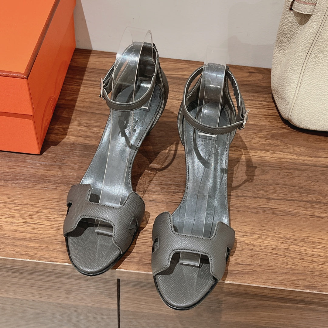PREMIERE 70 SANDAL IN DARK GRAY CALFSKIN - 35