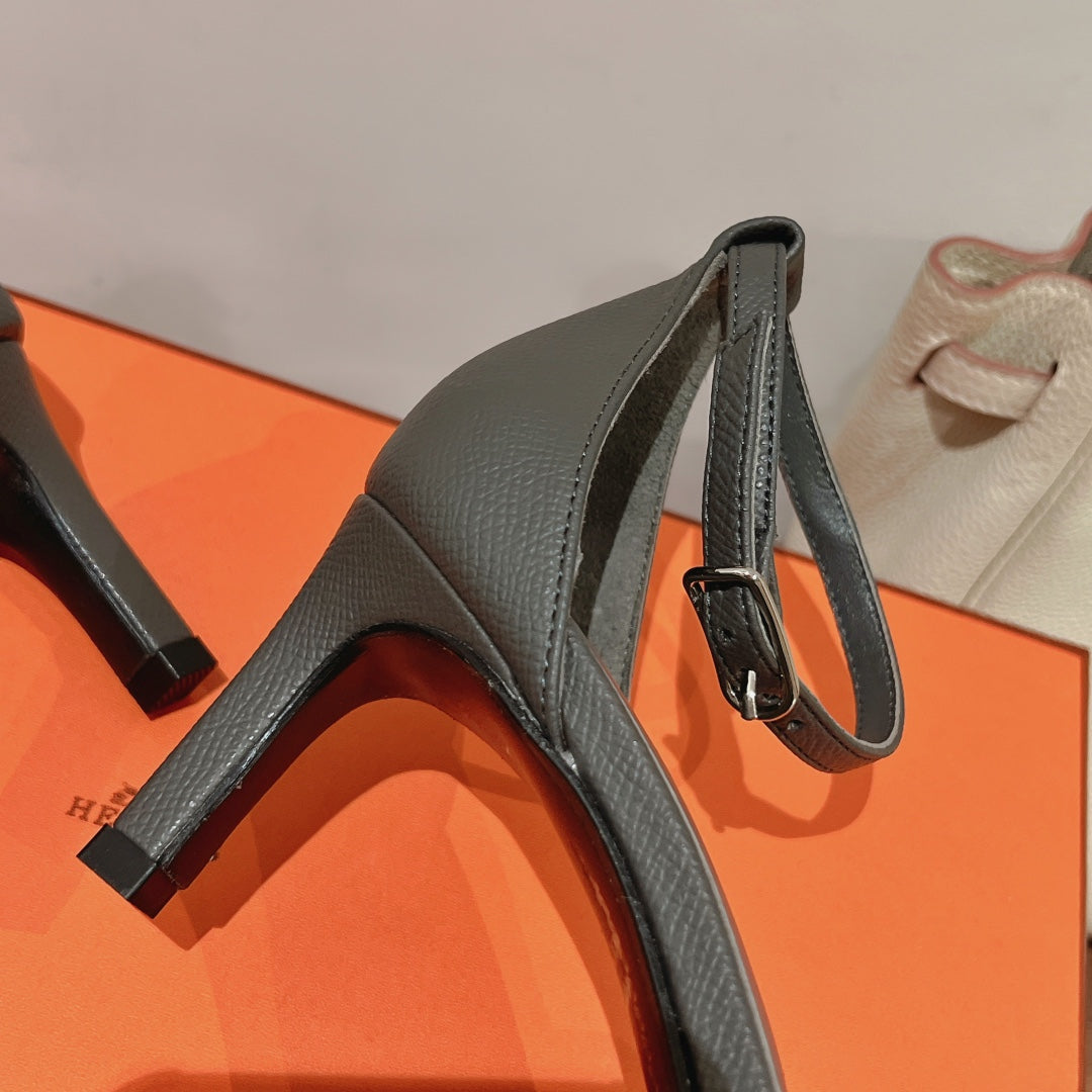 PREMIERE 70 SANDAL IN DARK GRAY CALFSKIN - 35