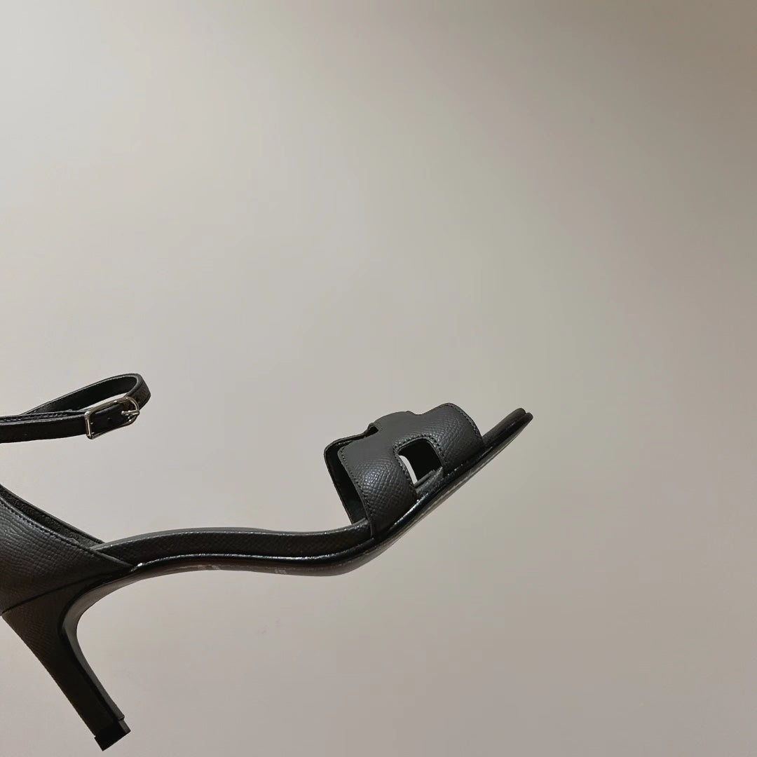PREMIERE 70 SANDAL IN DARK GRAY CALFSKIN - 35