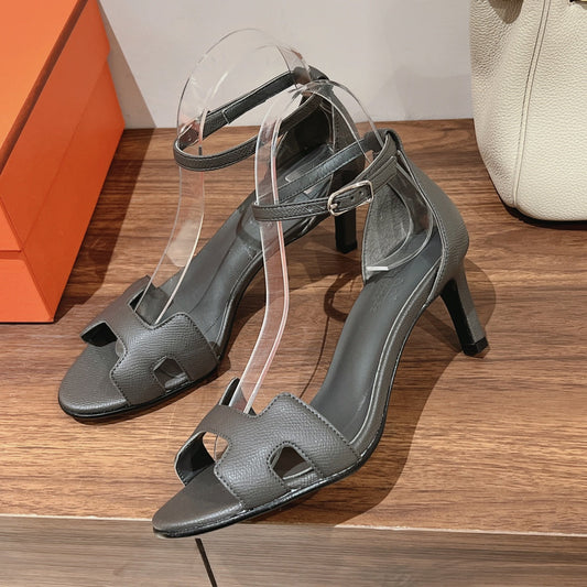PREMIERE 70 SANDAL IN DARK GRAY CALFSKIN - 35
