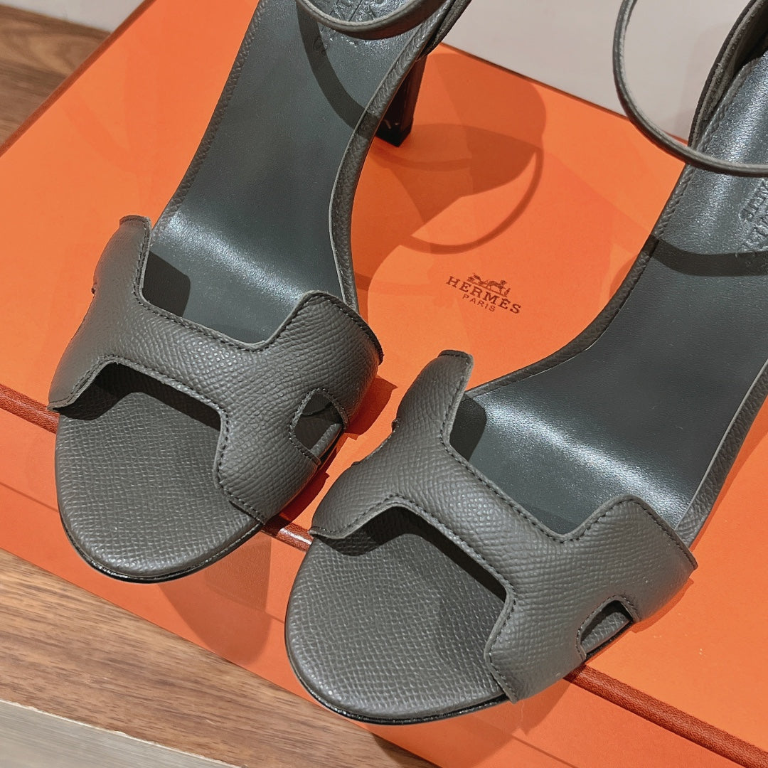 PREMIERE 115 SANDAL IN DARK GRAY CALFSKIN - 35