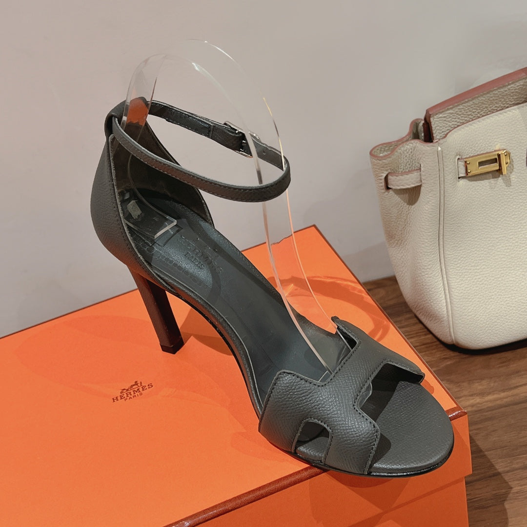PREMIERE 115 SANDAL IN DARK GRAY CALFSKIN - 35
