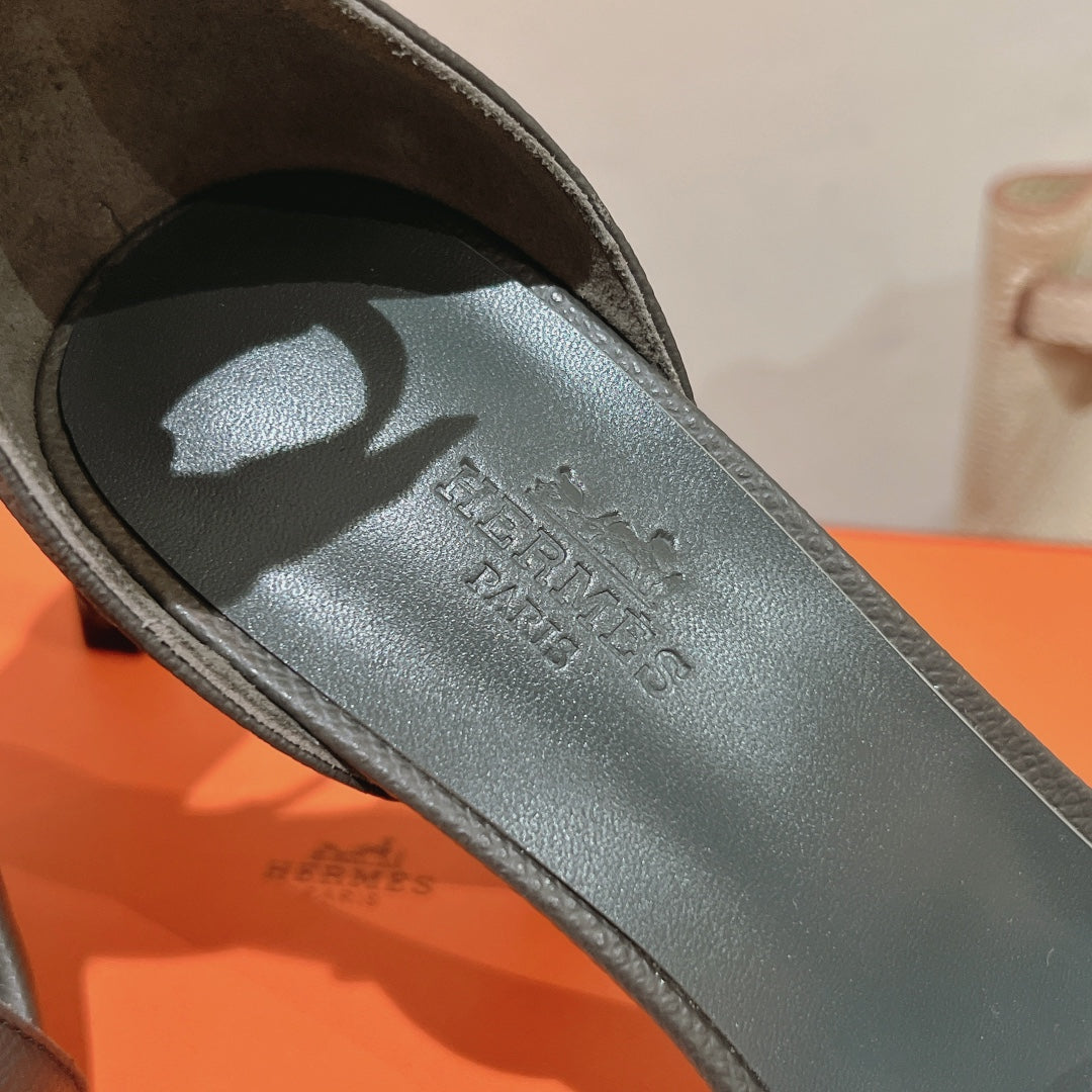 PREMIERE 115 SANDAL IN DARK GRAY CALFSKIN - 35