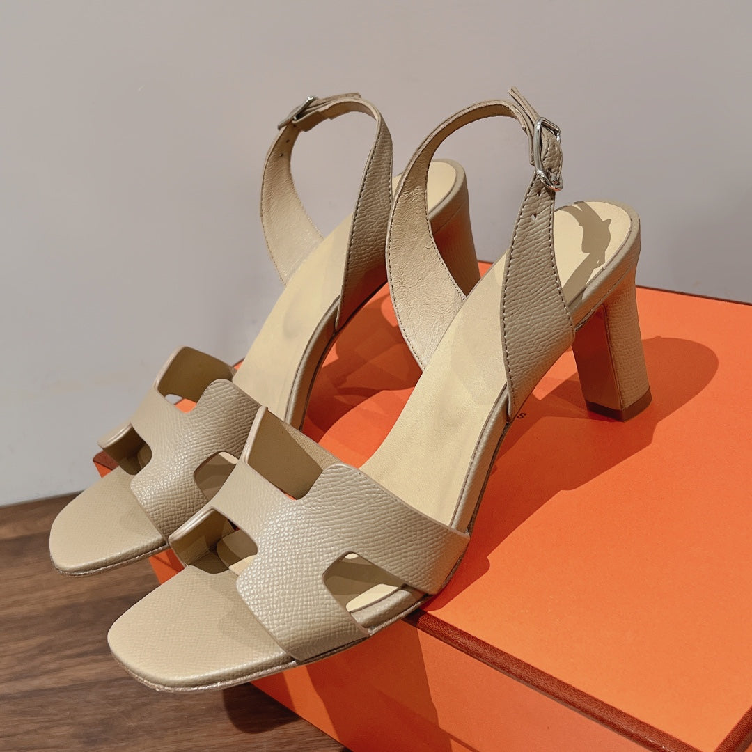 SLINGBACK SANDAL ETERNITE 75 BEIGE LAMBSKIN - 35