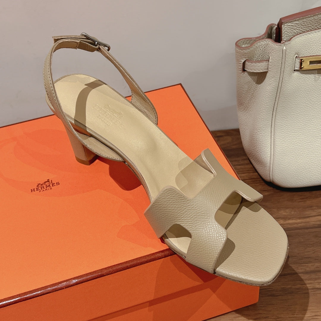 HOLY 75 SANDAL IN BISQUE BEIGE GRAINED CALFSKIN - 35