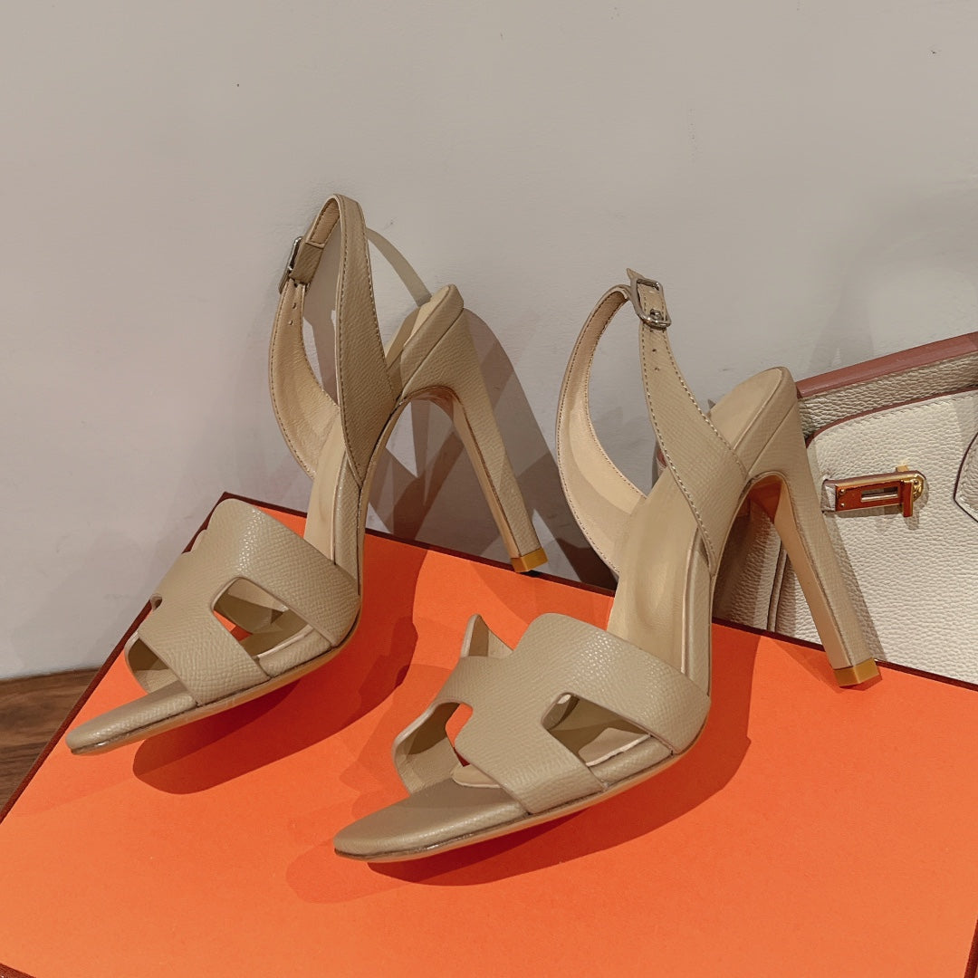 SLINGBACK SANDAL ETERNITE 105 BEIGE LAMBSKIN - 35