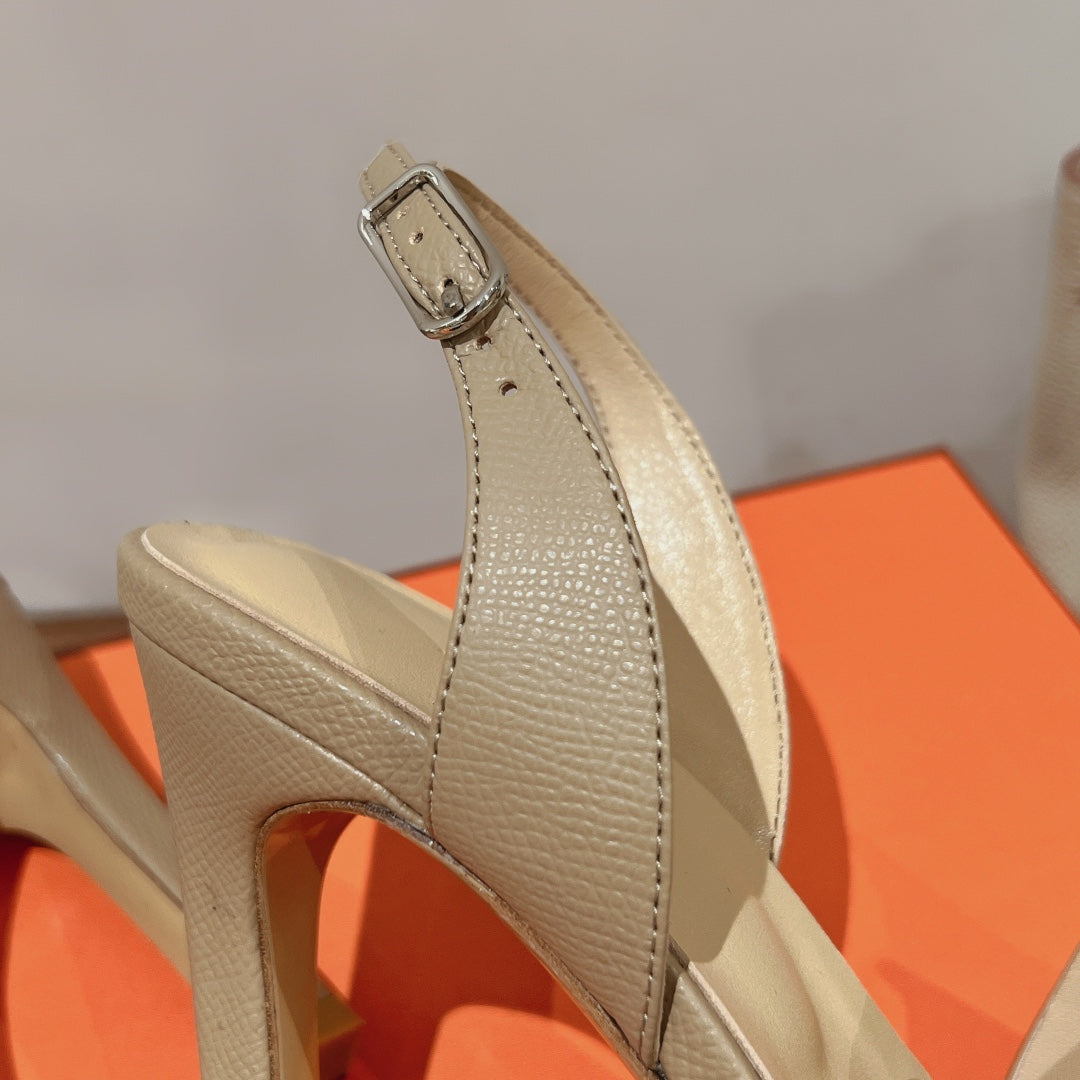 SLINGBACK SANDAL ETERNITE 105 BEIGE LAMBSKIN - 35