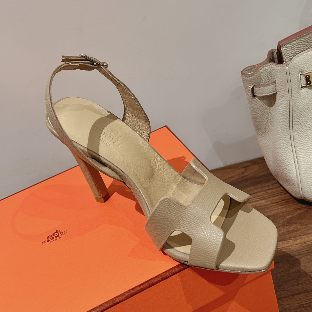 SLINGBACK SANDAL ETERNITE 105 BEIGE LAMBSKIN - 35