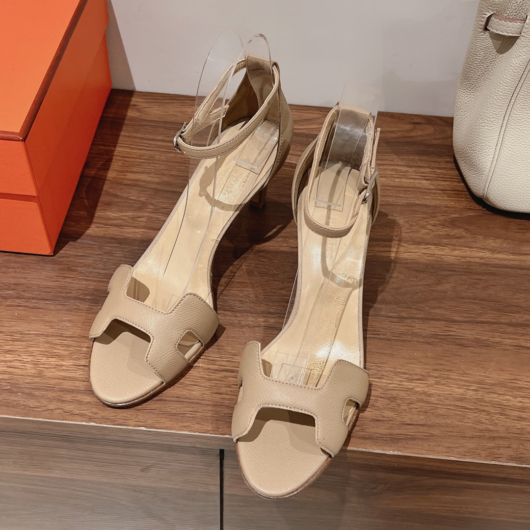 PREMIERE 70 SANDAL IN SAND BROWN CALFSKIN - 35