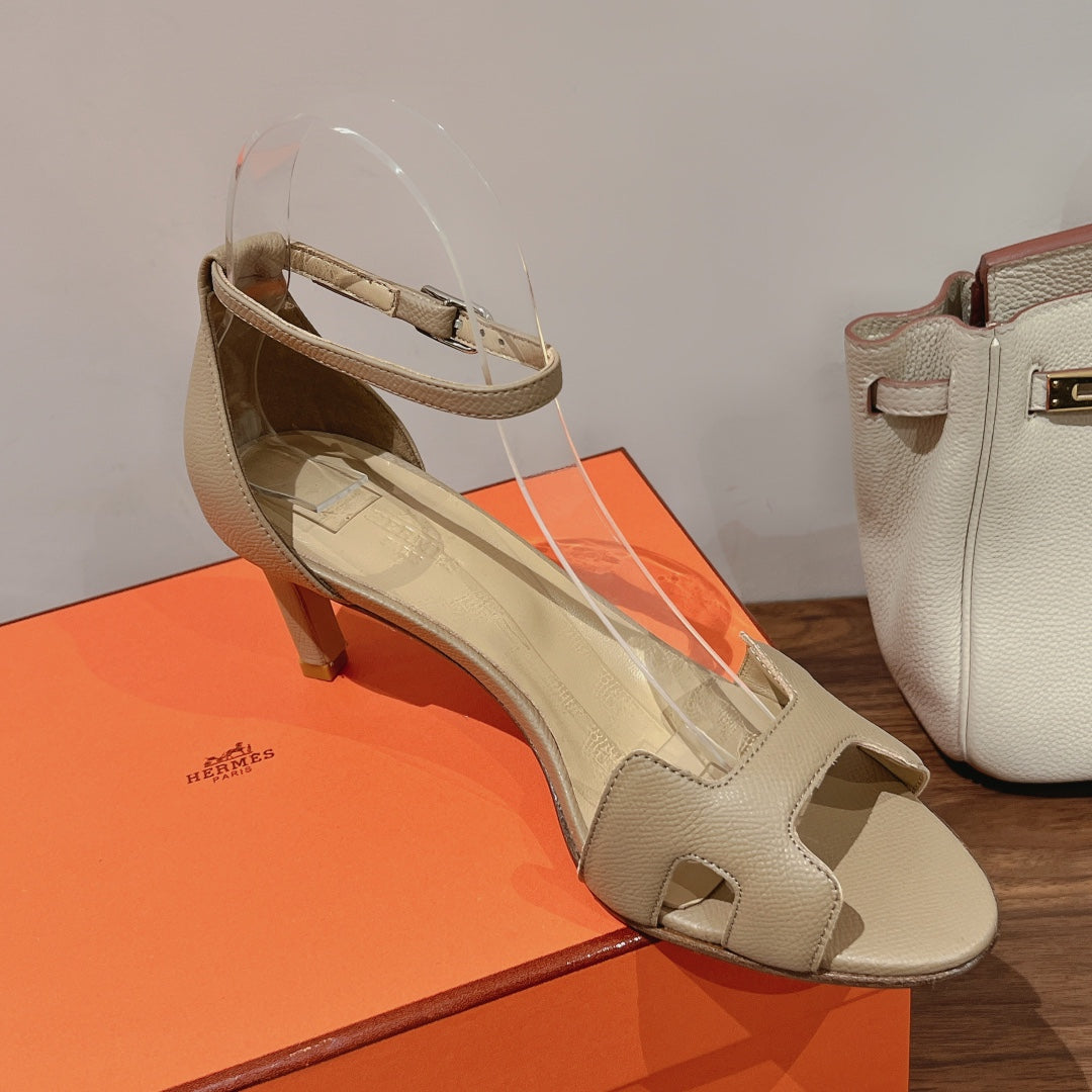 PREMIERE 70 SANDAL IN SAND BROWN CALFSKIN - 35