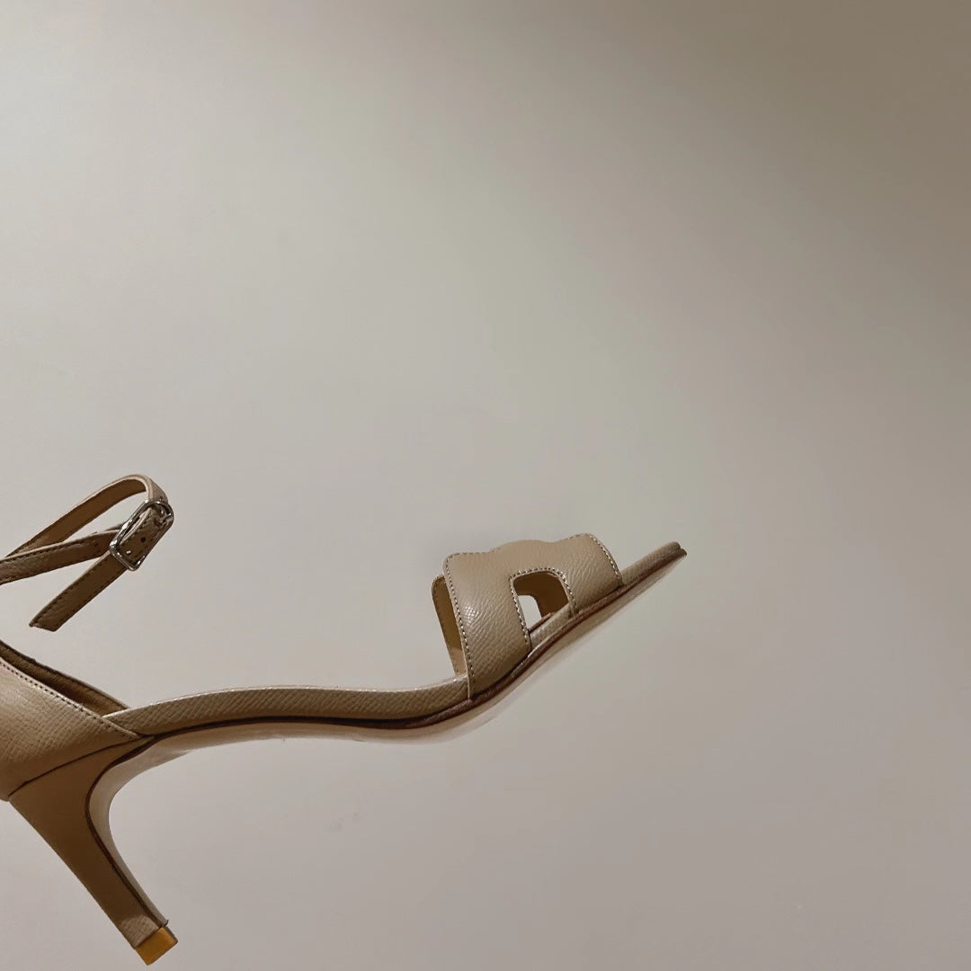 PREMIERE 70 SANDAL IN SAND BROWN CALFSKIN - 35