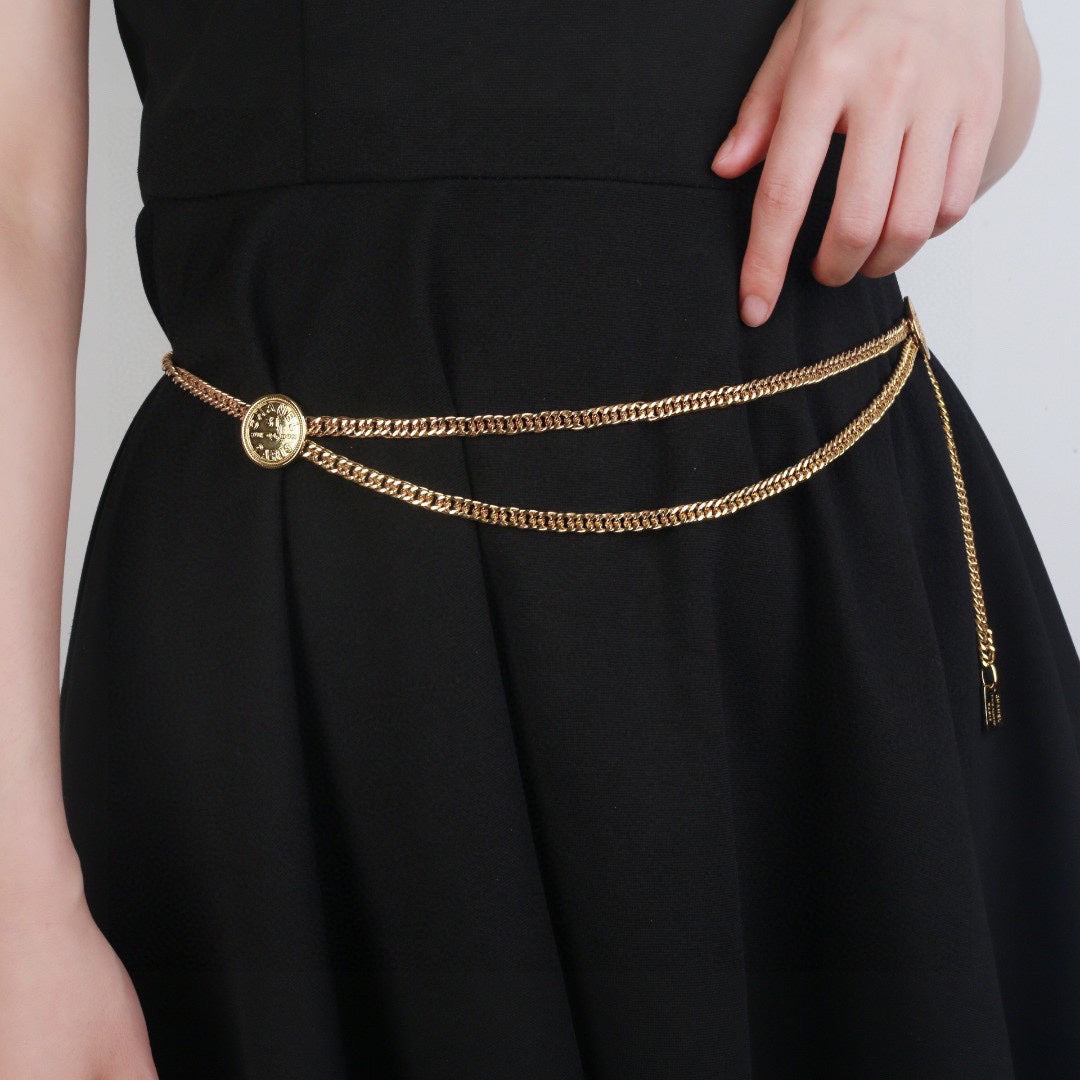 CHANEL 25S CHAIN BELT IN GOLD METALLIC 614473 - 30