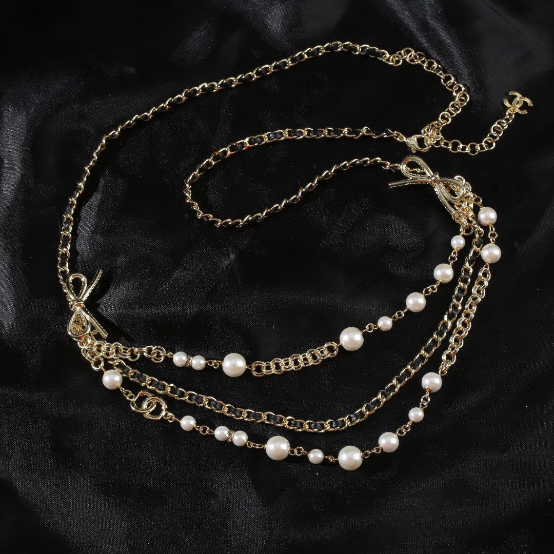 CHANEL 25S GOLD CHAIN BELT WITH PEARL 610440 - 30