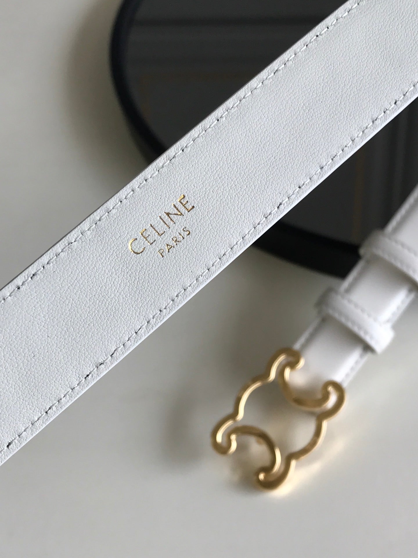 CELINE 25S BELT TRIOMPHE 25MM IN WHITE CALFSKIN 559674 - 26 - 28