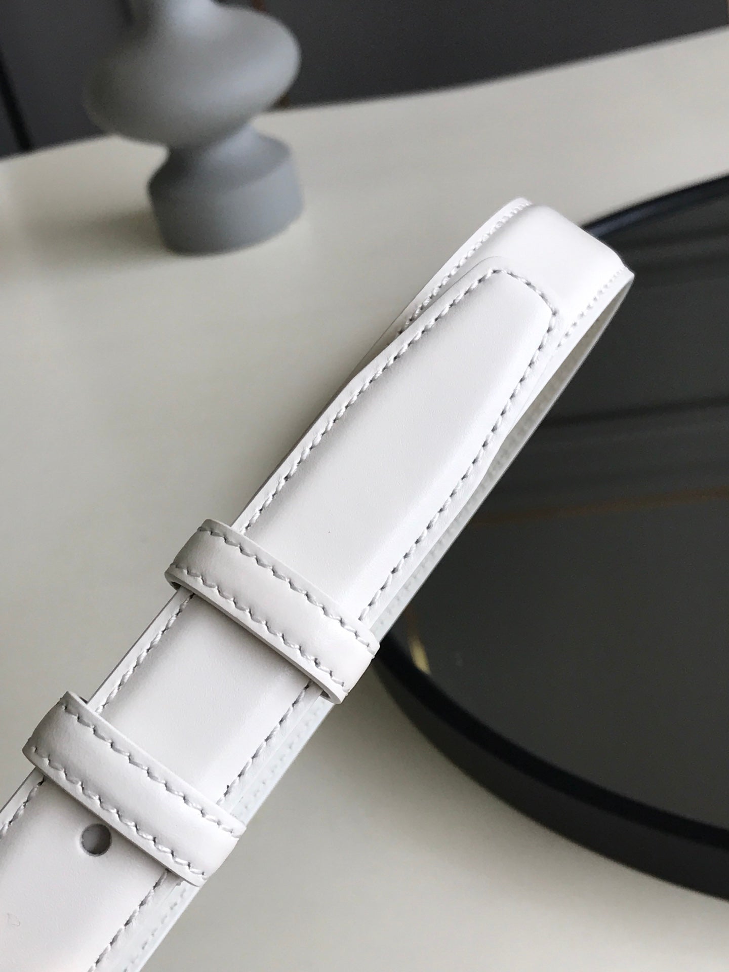 CELINE 25S BELT TRIOMPHE 25MM IN WHITE CALFSKIN 559674 - 26 - 28