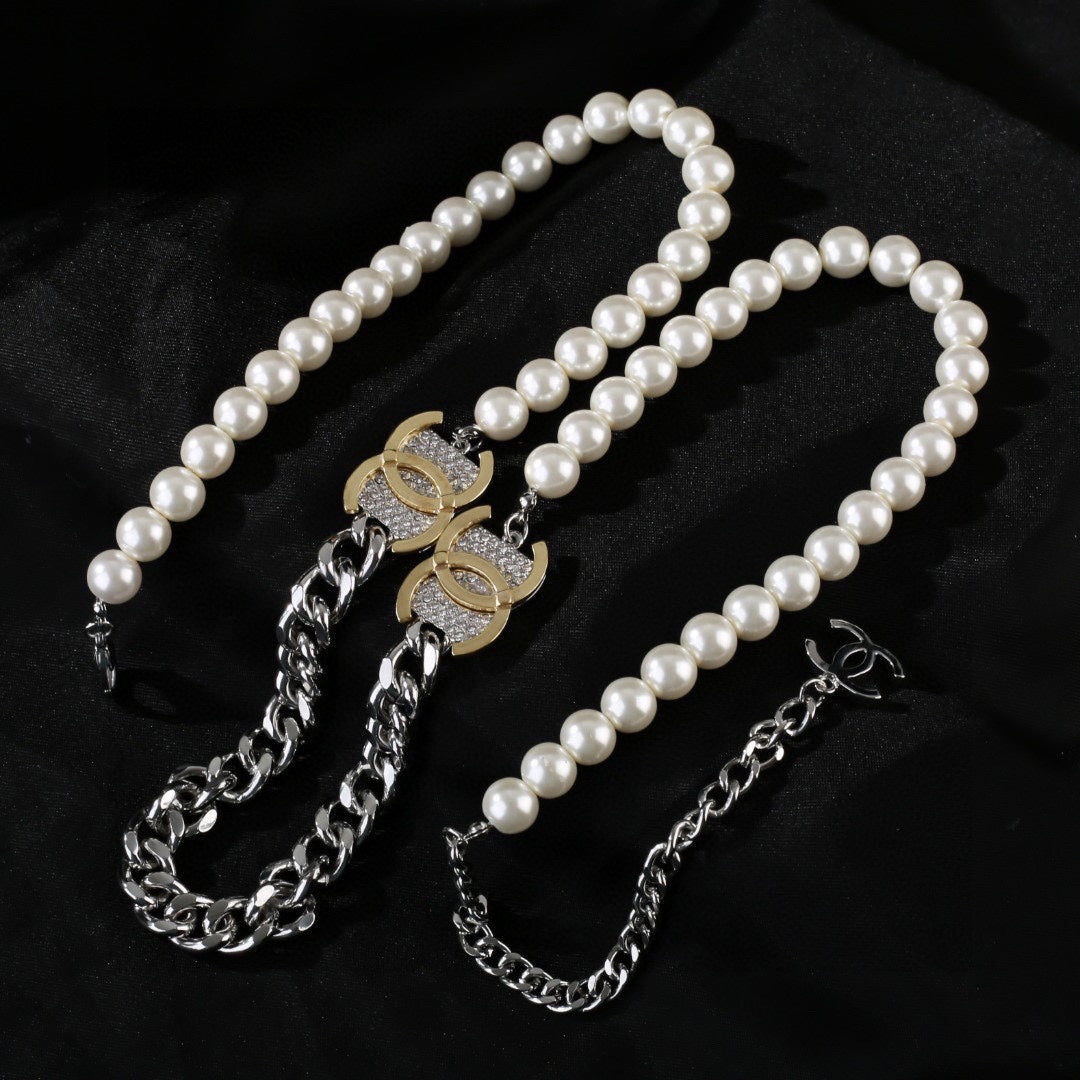 CHANEL 25S CHAIN BELT IN WHITE PEARL 614474 - 30