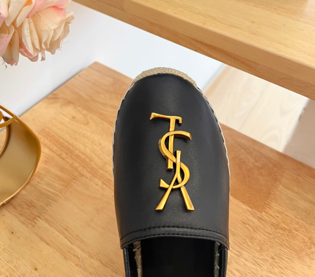 SL YVES LOGO SLIP ON BLACK CALFSKIN - 35