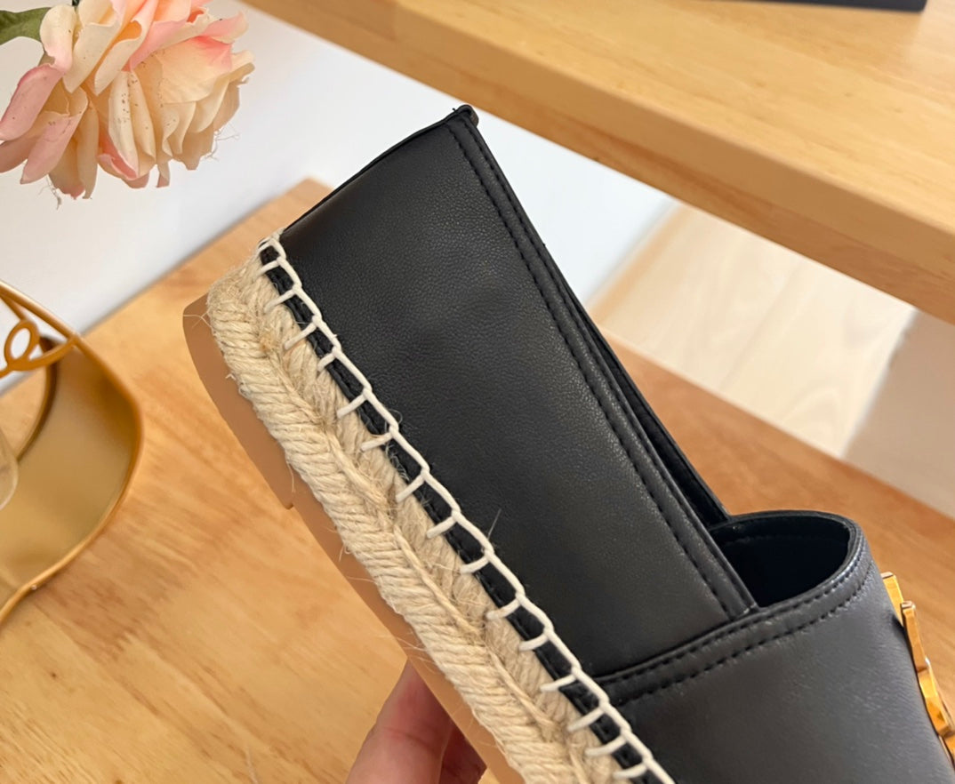 SL YVES LOGO SLIP ON BLACK CALFSKIN - 35