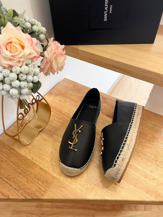 SL YVES LOGO SLIP ON BLACK CALFSKIN - 35