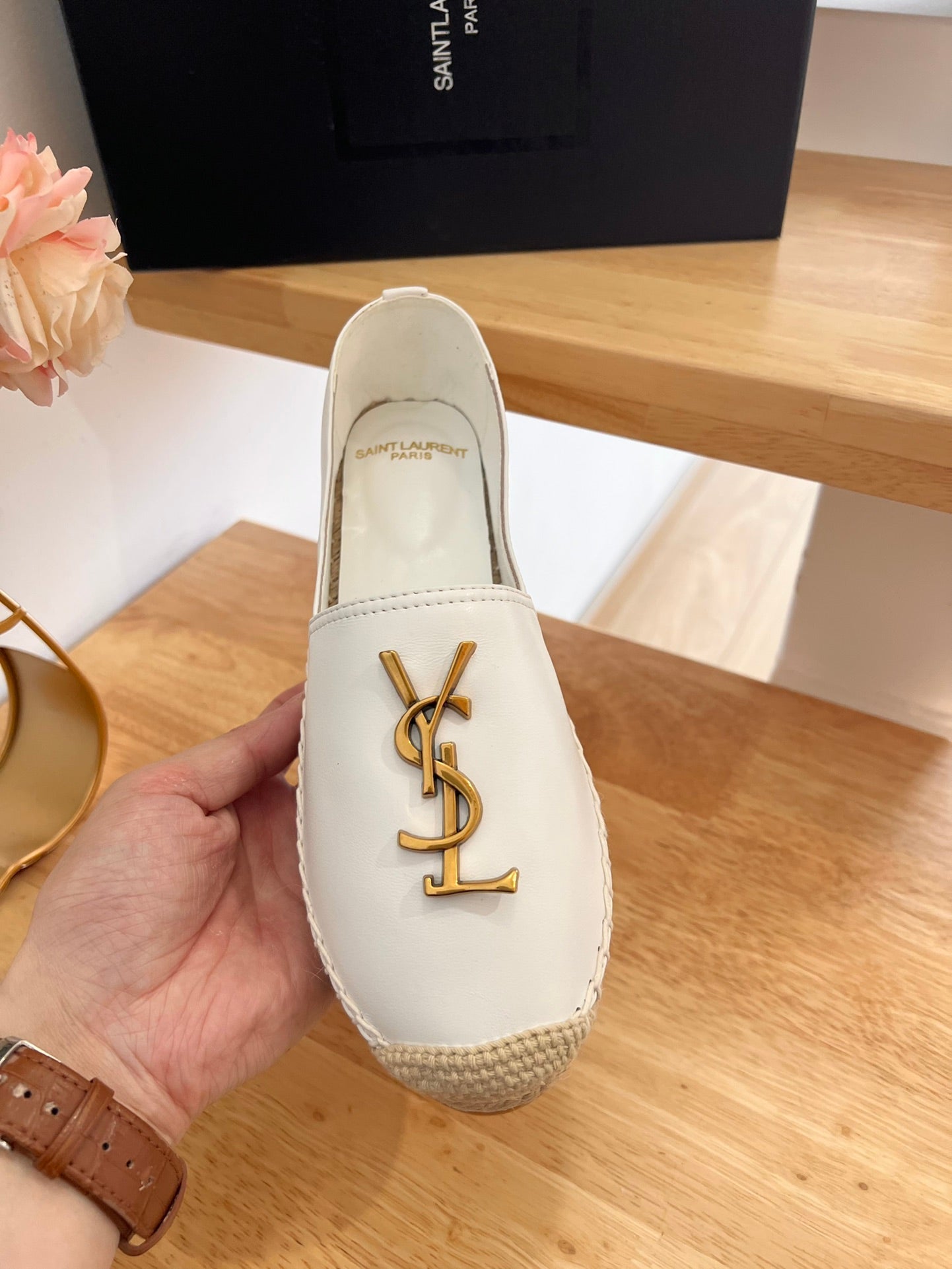 SL YVES LOGO SLIP ON WHITE CALFSKIN - 35
