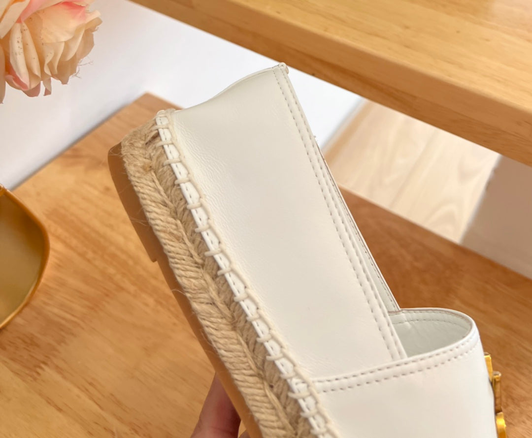 SL YVES LOGO SLIP ON WHITE CALFSKIN - 35