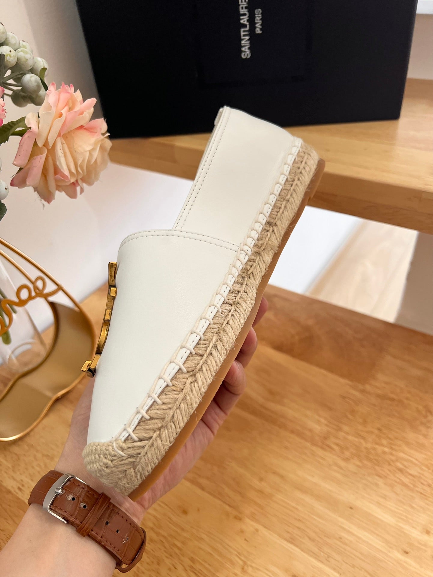 SL YVES LOGO SLIP ON WHITE CALFSKIN - 35