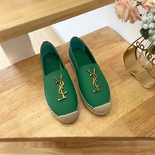 SL YVES LOGO SLIP ON DARK GREEN CALFSKIN - 35