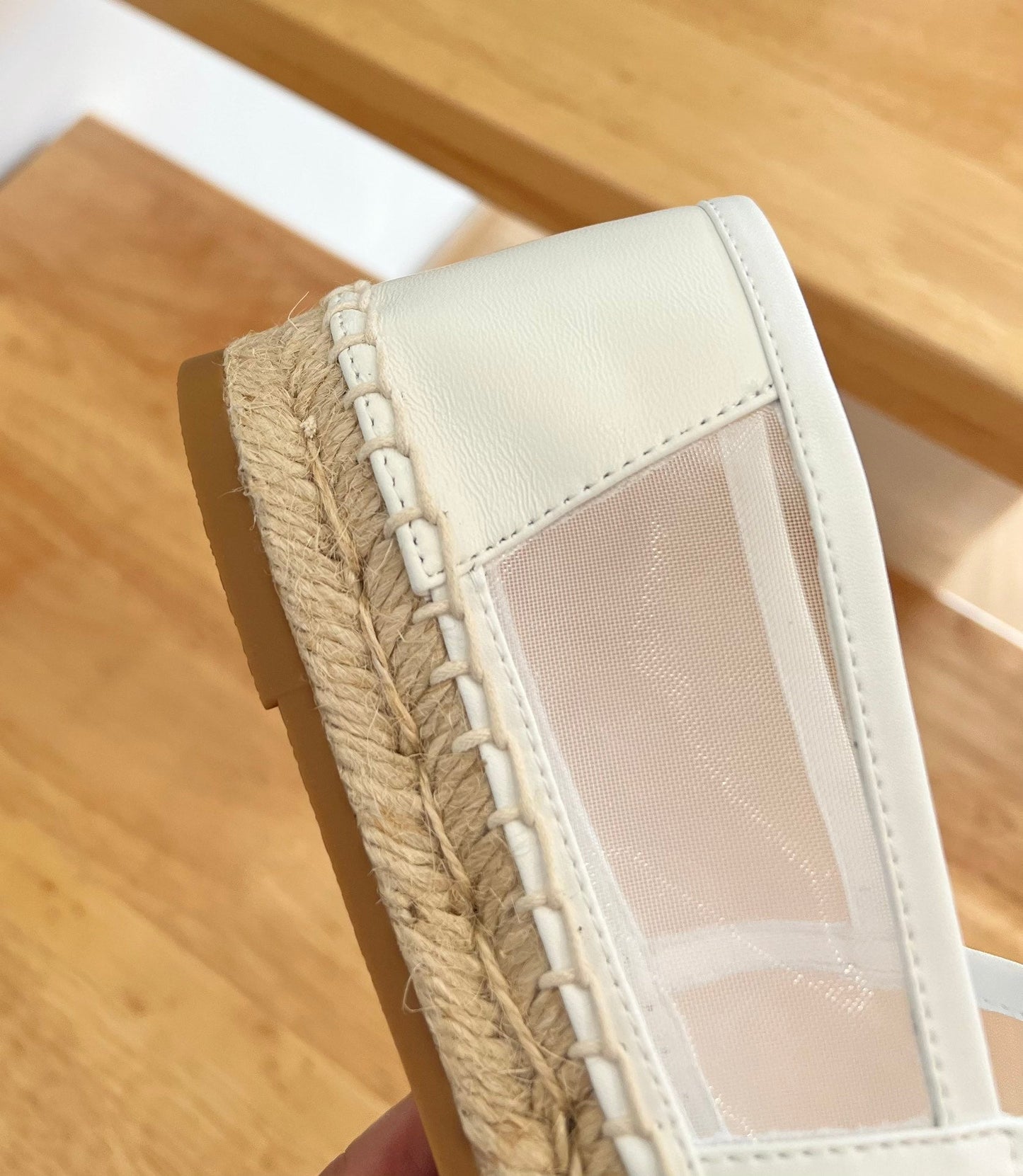 SL YVES LOGO SLIP ON WHITE CALFSKIN AND MESH - 35
