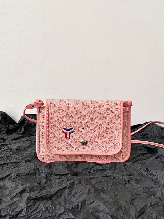 PLUMET POCKET WALLET 20 IN PINK GOYARDINE CANVAS AND LAMBSKIN TRIM