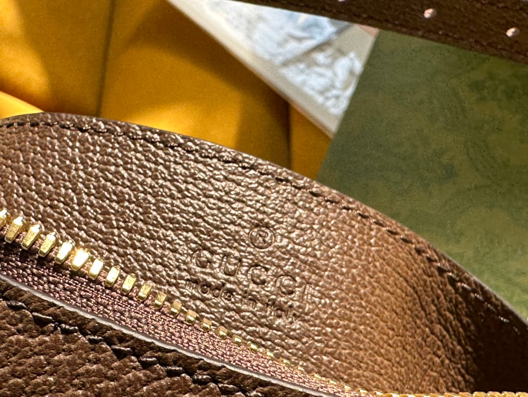 OPHIDIA GG SMALL 25 HANDBAG BEIGE AND EBONY PVC FABRIC