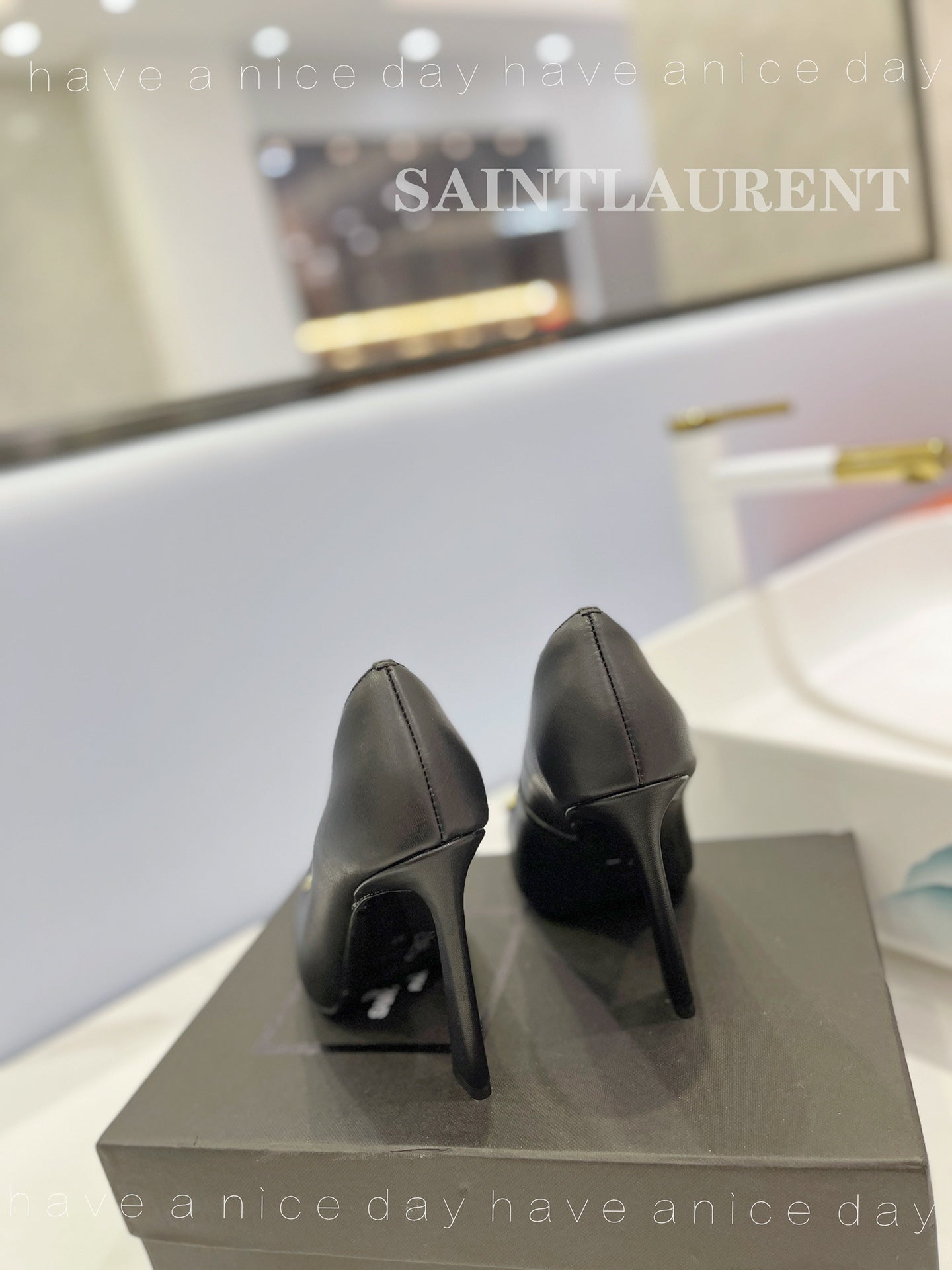 SL SILVANA CHAIN PUMPS BLACK CALFSKIN - 34