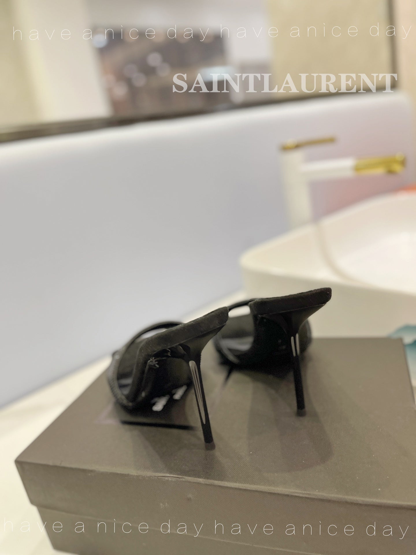 SL LUCKY BLACK CRYSTAL HIGH HEELS BLACK CALFSKIN - 34