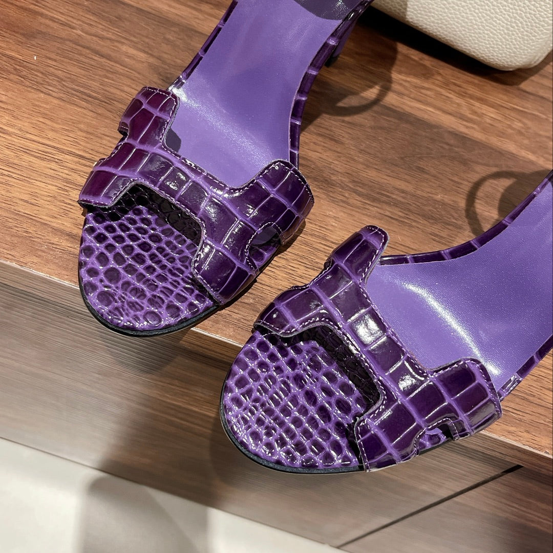 PREMIERE 105 SANDAL IN VIOLET PURPLE CROCODILE LEATHER - 35