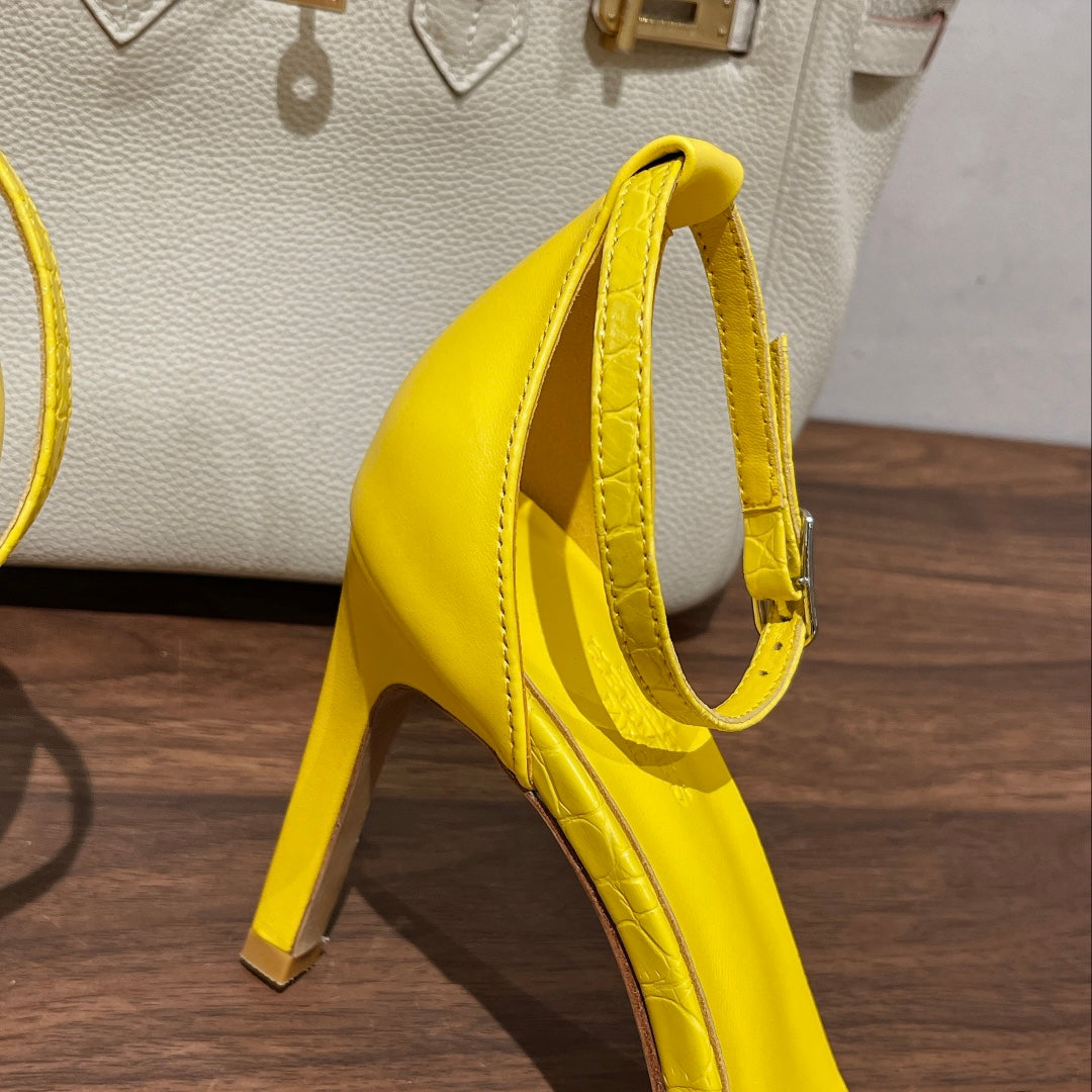 PREMIERE 105 SANDAL IN BRIGHT YELLOW CALFSKIN - 35