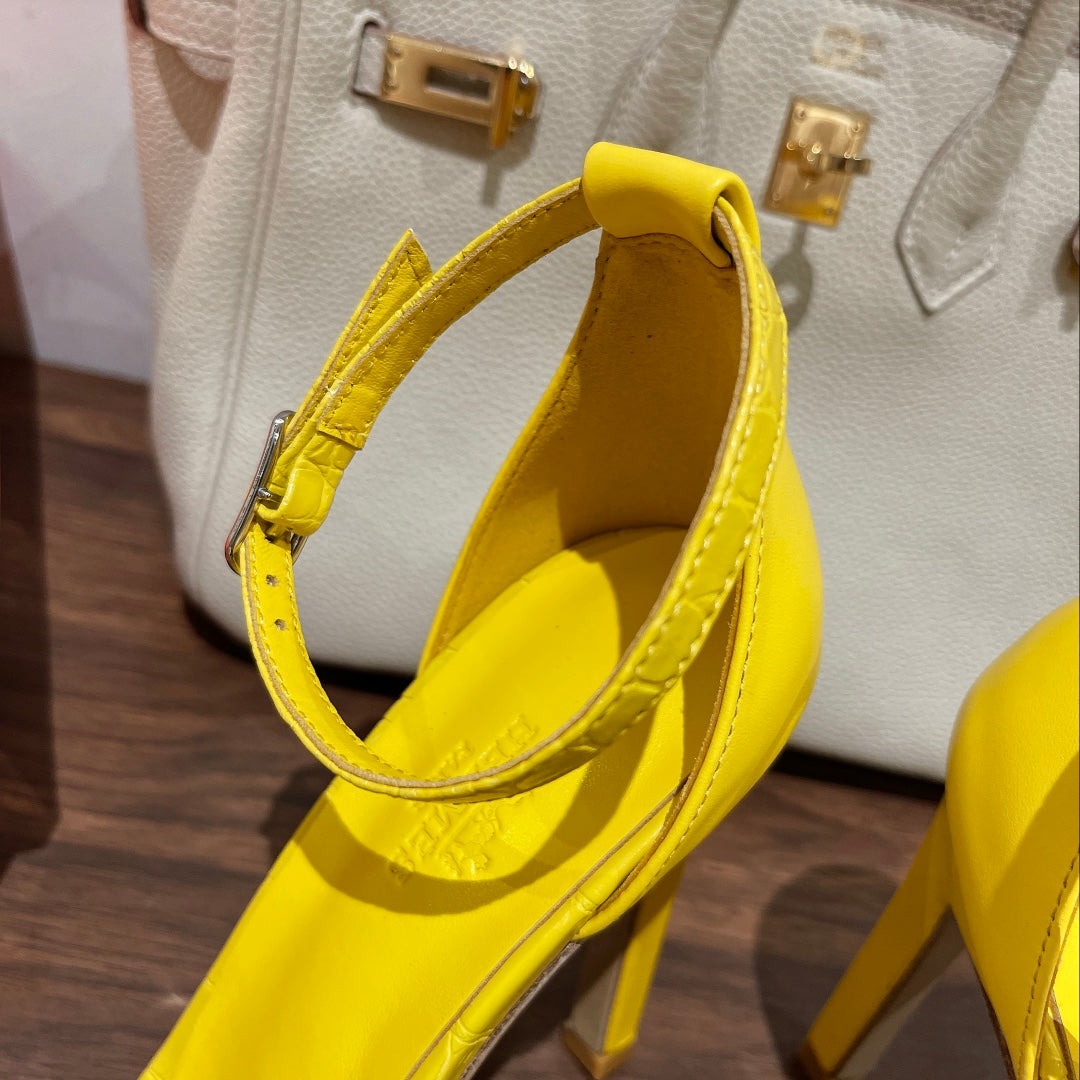 PREMIERE 115 SANDAL IN BRIGHT YELLOW CALFSKIN - 35